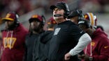 SANTA CLARA, CALIFORNIA - OCTOBER 19: Head coach Dan Quinn of the Washington Commanders looks on against the San Francisco 49ers during the third quarter of the game at Levi's Stadium on October 19, 2026 in Santa Clara, California. (Photo by Thearon W. Henderson/Getty Images)
