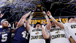 Montana State Bobcats celebrate after winning the FCS Championship at FirstBank Stadium.