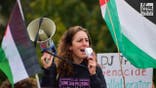 Olivia DiNucci, D.C. coordinator at CodePink, marches at an anti-Israel protest in Washington, D.C., on Oct. 10, 2026.
