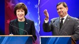 Susan Collins, left, pictured alongside Troy Jackson, right