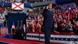 MOBILE, ALABAMA - OCTOBER 02: U.S. President Donald Trump takes the stage at a campaign rally in the Mitchell Center at the University of South Alabama on October 02, 2026 in Mobile, Alabama. The rally is being held in Alabama's 1st Congressional District which was redrawn when the state redistricted earlier this year. (Photo by Anna Moneymaker/Getty Images)