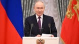 Vladimir Putin hosts a state awards ceremony at the Kremlin in Moscow.