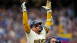 William Contreras celebrates after hitting a home run during Game 2 of the National League Championship Series.