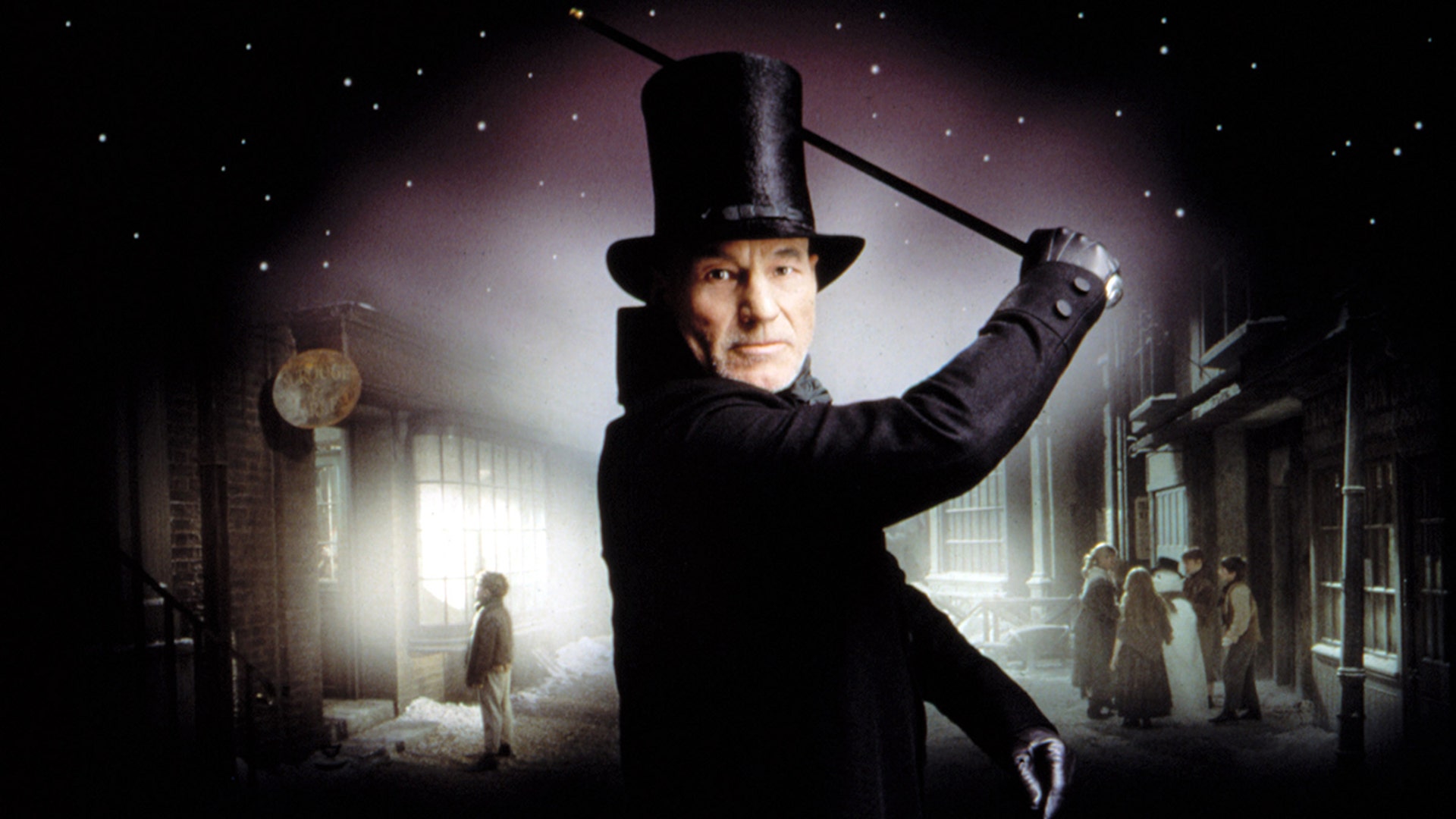 Patrick Stewart in a promotional photo for A Christmas Carol in 1999.