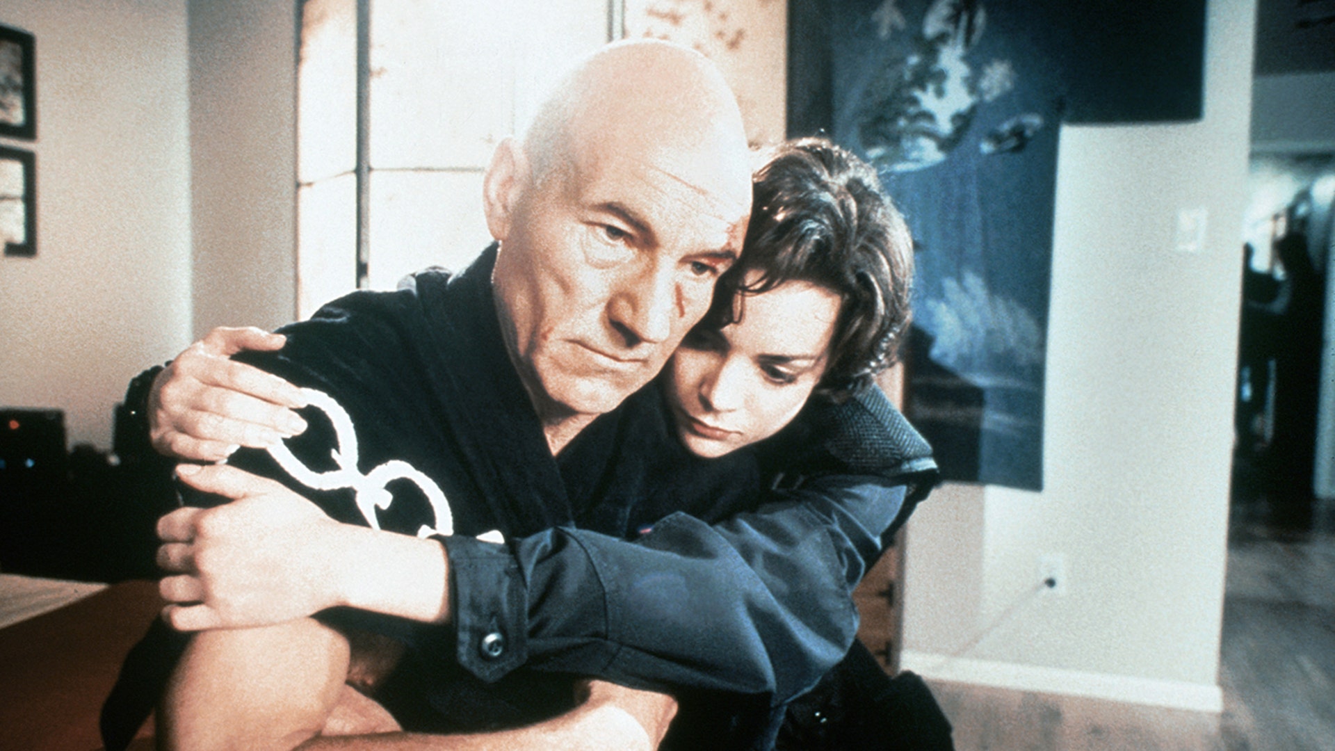 Patrick Stewart and Kimberly Williams Paisley in the 1998 movie "Safe House."