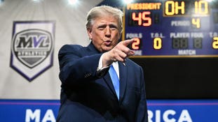President Donald Trump urged Ohio rally-goers to "pretend I'm on the ballot" as he stumped for Jon Husted and Vivek Ramaswamy in the midterms.