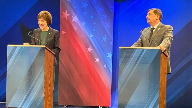 Protester interrupts Susan Collins, Troy Jackson debate in Maine