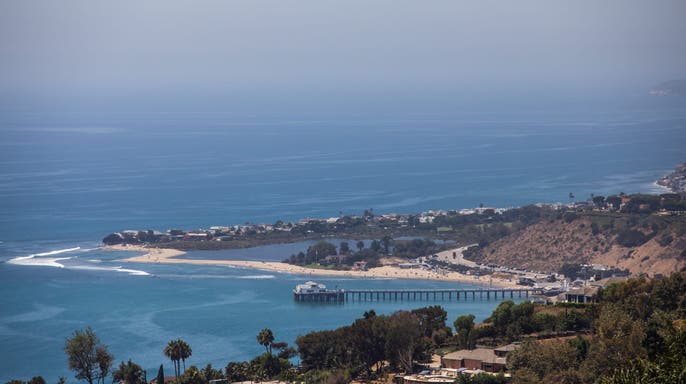 malibu beach from aerial view
