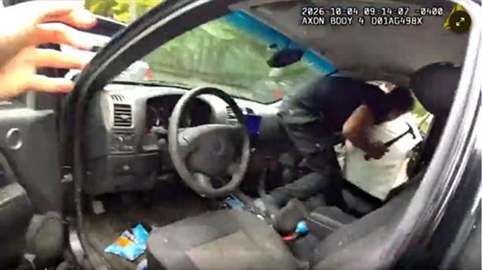 Reinieri De Jesus Licona Amador allegedly climbed onto his truck's passenger-side door and repeatedly swung a hammer at ICE officers during an Oct. 4 confrontation in Gibbsboro, New Jersey.