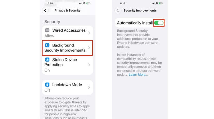 An iPhone settings screen
