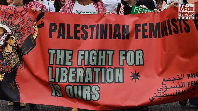 Protesters march at an anti-Israel protest in Washington, D.C., on Oct. 10, 2026.