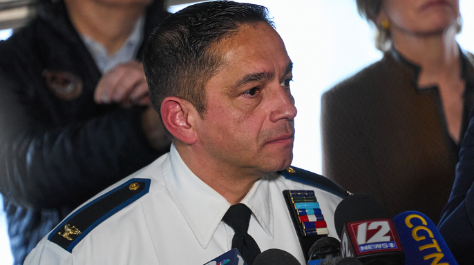 Providence Police Chief Col. Oscar L. Perez speaks at a press conference in a file photo