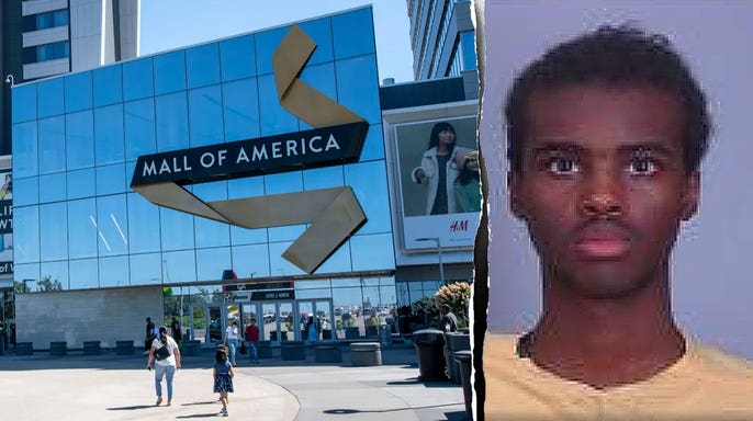 Mall of America in Bloomington, Minnesota, alongside a photo of accused ISIS plot suspect Sheikhdoon Abdullahi Mohamud