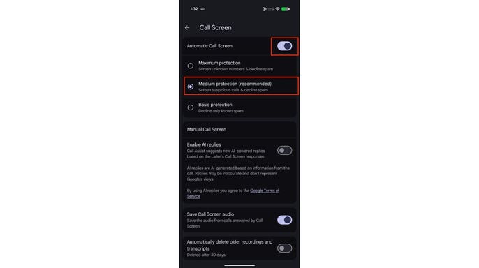 A Pixel call blocking screen