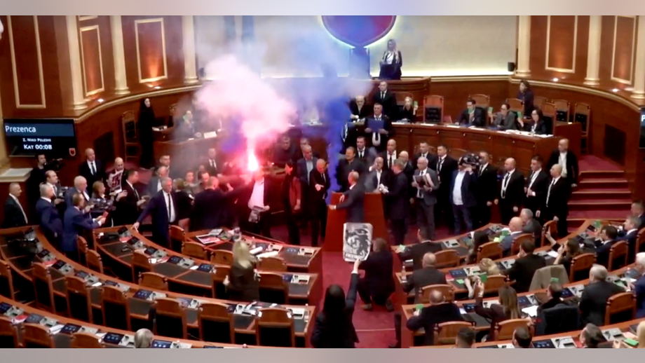 Opposition leader says ruling lawmakers 'deserve cracked skulls' as Albania erupts