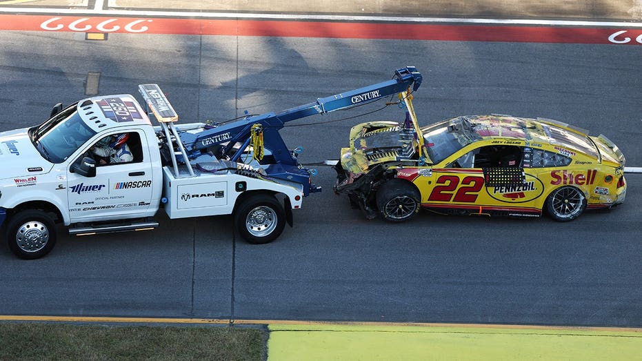 NASCAR's Joey Logano rides on his roof, Riley Herbst nails wall at full speed in dangerous Talladega wreck