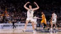 DETROIT, MICHIGAN - MARCH 31: Zach Edey #15 of the Purdue Boilermakers celebrates against the Tennessee Volunteers during the second half in the Elite 8 round of the NCAA Men's Basketball Tournament at Little Caesars Arena on March 31, 2024 in Detroit, Michigan. (Photo by Mike Mulholland/Getty Images)