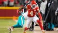 Jan 13, 2024; Kansas City, Missouri, USA; Kansas City Chiefs wide receiver Rashee Rice (4) runs the ball against the Miami Dolphins during the second half of the 2024 AFC wild card game at GEHA Field at Arrowhead Stadium. Mandatory Credit: Jay Biggerstaff-USA TODAY Sports