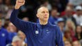 OMAHA, NEBRASKA - MARCH 21: Head coach Mark Pope of the Brigham Young Cougars looks on during the game against the Duquesne Dukes in the first round of the NCAA Men's Basketball Tournament at CHI Health Center on March 21, 2024 in Omaha, Nebraska. (Photo by Jamie Squire/Getty Images)