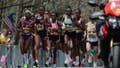 Newton, MA - April 15: Elite women climb Heartbreak Hill during the Boston Marathon. (Photo by Craig F. Walker/The Boston Globe via Getty Images)