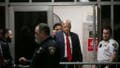 NEW YORK, NEW YORK - APRIL 15: Former U.S. President Donald Trump returns to the courtroom after a break on the first day of his trial for allegedly covering up hush money payments at Manhattan Criminal Court on April 15, 2024 in New York City. Trump was charged with 34 counts of falsifying business records last year, which prosecutors say was an effort to hide a potential sex scandal, both before and after the 2016 presidential election. Trump is the first former U.S. president to face trial on criminal charges. (Photo by Michael Nagle-Pool/Getty Images)