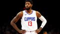 Apr 9, 2024; Phoenix, Arizona, USA;  LA Clippers forward Paul George (13) looks on during the first quarter of the game against the Phoenix Suns at Footprint Center. Mandatory Credit: Mark J. Rebilas-USA TODAY Sports