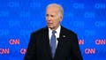 TOPSHOT - US President Joe Biden looks on as he participates in the first presidential debate of the 2024 elections with former US President and Republican presidential candidate Donald Trump at CNN's studios in Atlanta, Georgia, on June 27, 2024. (Photo by ANDREW CABALLERO-REYNOLDS / AFP) (Photo by ANDREW CABALLERO-REYNOLDS/AFP via Getty Images)