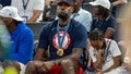 PARIS, FRANCE: AUGUST 11:  LeBron James of the United States, wearing his gold medal, on the sideline during the United States of America vs France, Women's Basketball Gold Medal Game at the Bercy Arena during the Paris 2024 Summer Olympic Games on August 11th, 2024 in Paris, France. (Photo by Tim Clayton/Corbis via Getty Images) - Fox News