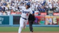 LOS ANGELES, CALIFORNIA - OCTOBER 11: Enrique Hernandez #8 of the Los Angeles Dodgers celebrates while rounding the bases off a solo home run during the second inning in game five of the National League Division Series against the San Diego Padres at Dodger Stadium on Friday, Oct. 11, 2024 in Los Angeles. (Robert Gauthier / Los Angeles Times) - Fox News