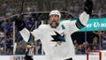 ST LOUIS, MISSOURI - MAY 15: Joe Thornton #19 of the San Jose Sharks celebrates after scoring a goal on Jordan Binnington #50 of the St. Louis Blues during the first period in Game Three of the Western Conference Finals during the 2019 NHL Stanley Cup Playoffs at Enterprise Center on May 15, 2019 in St Louis, Missouri. (Photo by Elsa/Getty Images) - Fox News