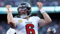 EAST RUTHERFORD, NEW JERSEY - NOVEMBER 24: Baker Mayfield #6 of the Tampa Bay Buccaneers celebrates his touchdown in the second quarter against the New York Giants at MetLife Stadium on November 24, 2024 in East Rutherford, New Jersey. (Photo by Elsa/Getty Images) - Fox News