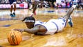 Nov 4, 2024; Newark, New Jersey, USA; Seton Hall Pirates forward Scotty Middleton (7) dives to keep the ball in bonds during the second half against the St. Peter's Peacocks at Prudential Center. Mandatory Credit: Vincent Carchietta-Imagn Images - Fox News