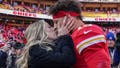 Nov 29, 2024; Kansas City, Missouri, USA; Kansas City Chiefs quarterback Patrick Mahomes (15) kisses his wife Brittany prior to a game against the Las Vegas Raiders at GEHA Field at Arrowhead Stadium. Mandatory Credit: Denny Medley-Imagn Images - Fox News