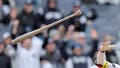 Mar 30, 2025; Bronx, New York, USA; New York Yankees second baseman Jazz Chisholm Jr. (13) flips his torpedo bat after hitting a three run home run against the Milwaukee Brewers during the seventh inning at Yankee Stadium. Mandatory Credit: Brad Penner-Imagn Images - Fox News