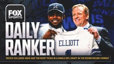 Which schools have had the most picks in a single NFL draft in the seven-round format?