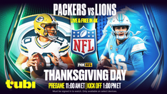 How to Watch Packers vs Lions NFL Thanksgiving Game on Tubi, FOX One